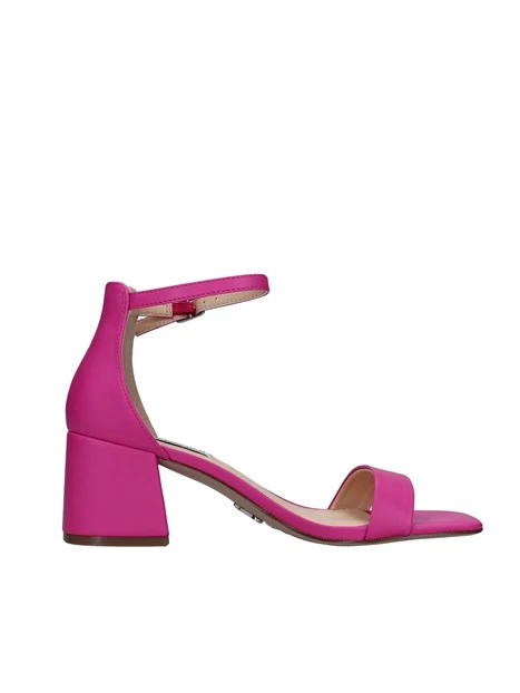 SANDALI TACCO ALTO LEA IN PELLE CON CINTURINO DONNA FUCSIA