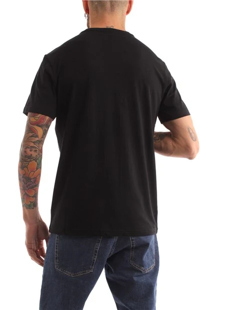 T-SHIRT MANICA CORTA LOGATA IN PURO COTONE UOMO NERO