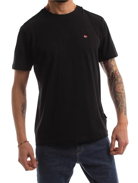 T-SHIRT MANICA CORTA LOGATA IN PURO COTONE UOMO NERO