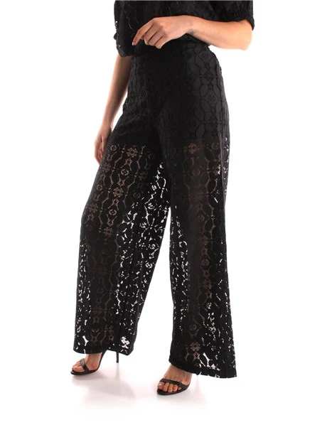 PANTALONI PALAZZO IN PIZZO DONNA NERO