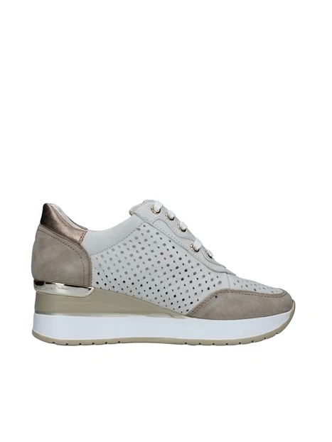 SNEAKERS PLATFORM TRAFORATE CON ZIP E LACCI DONNA BIANCO