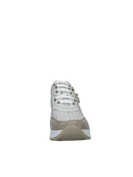 SNEAKERS PLATFORM TRAFORATE CON ZIP E LACCI DONNA BIANCO