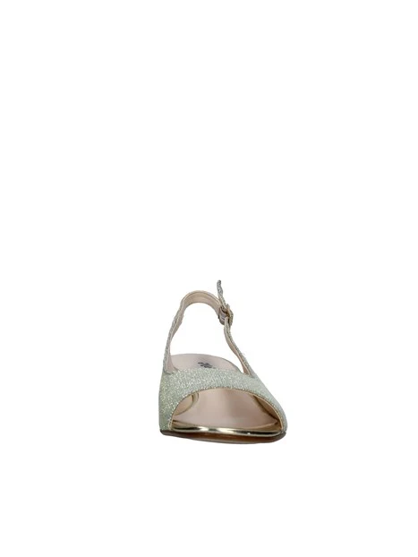 SANDALI TACCO BASSO CON GLITTER DONNA PLATINO