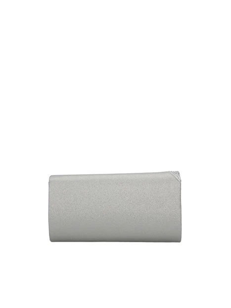 POCHETTE PATTA DIAGONALE DI STRASS DONNA ARGENTO