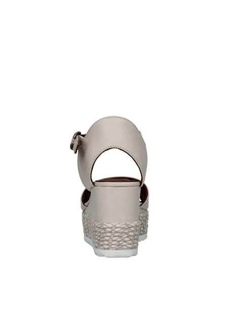 SANDALI CON ZEPPA E INSERTO IN RAFIA DONNA BEIGE