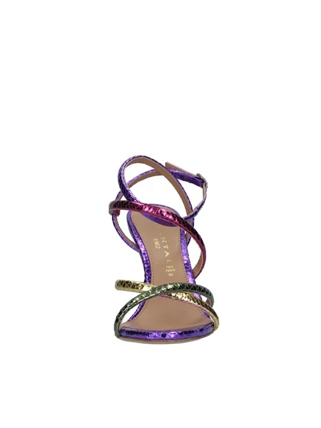 SANDALI TACCO ALTO MULTICOLORE CON TEXTURE PITONATA DONNA VIOLA