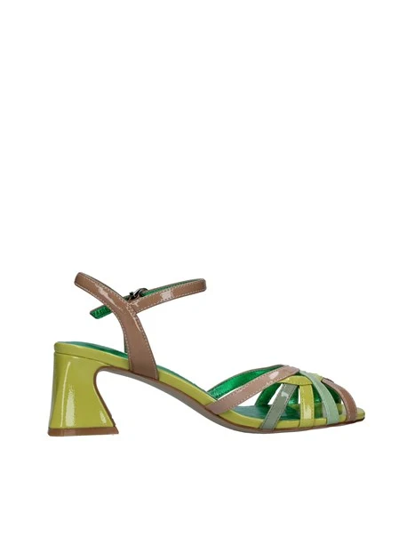 SANDALI TACCO ALTO CON FASCE COLORATE DONNA VERDE