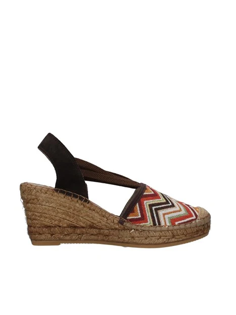 ESPADRILLAS CON ZEPPA E FANTASIA GEOMETRICA MULTICOLORE DONNA MARRONE