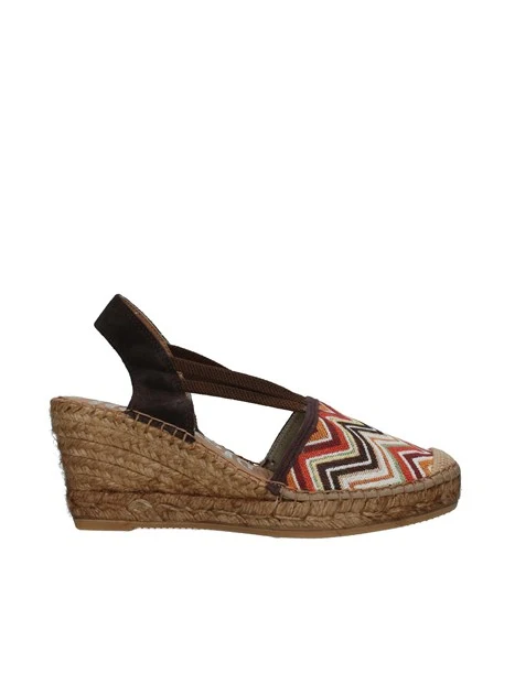 ESPADRILLAS CON ZEPPA E FANTASIA GEOMETRICA MULTICOLORE DONNA MARRONE