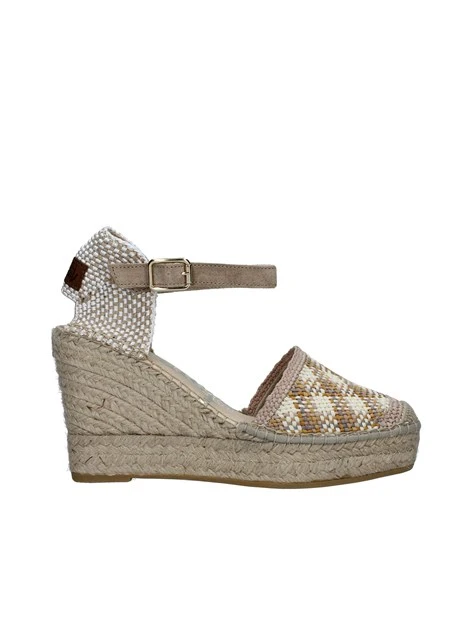 ESPADRILLAS CON ZEPPA E INTRECCI COLORATI DONNA ECRU