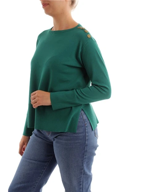 MAGLIA GIROCOLLO CON QUATTRO BOTTONI DONNA VERDE