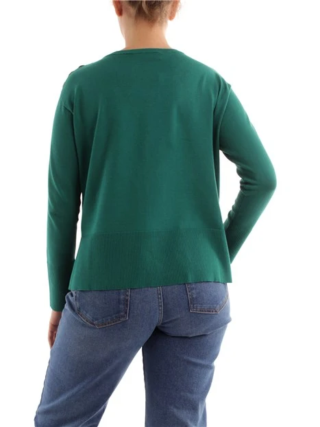 MAGLIA GIROCOLLO CON QUATTRO BOTTONI DONNA VERDE