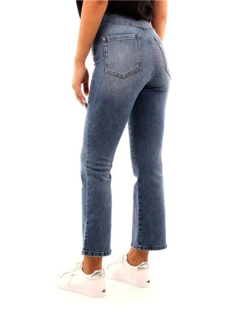 JEANS CROPPED FLARE IN COTONE STRETCH DONNA BLU