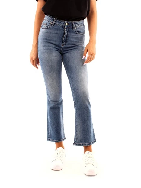 JEANS CROPPED FLARE IN COTONE STRETCH DONNA BLU