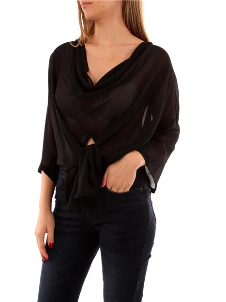 BLUSA IN CREPE DONNA NERO