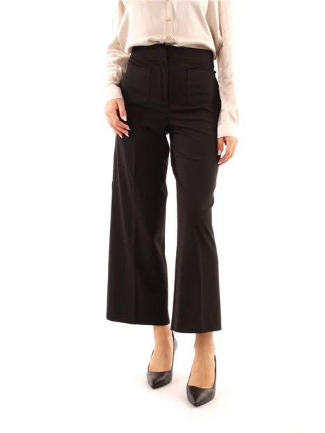 PANTALONI PALAZZO CON TASCHE DONNA NERO