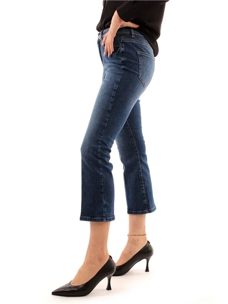 JEANS CROPPED IN DENIM MISTO COTONE DONNA BLU