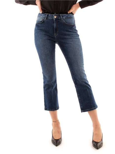 JEANS CROPPED IN DENIM MISTO COTONE DONNA BLU