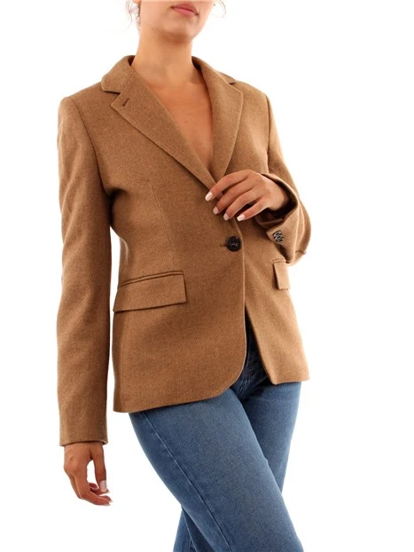 GIACCA BLAZER IN MISTO LANA DONNA BEIGE