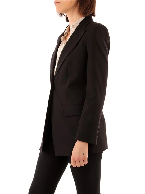 GIACCA BLAZER MONOCOLORE IN LANA VERGINE DONNA NERO