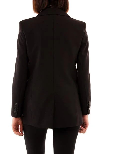 GIACCA BLAZER MONOCOLORE IN LANA VERGINE DONNA NERO