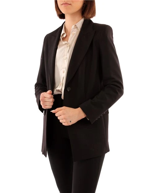 GIACCA BLAZER MONOCOLORE IN LANA VERGINE DONNA NERO