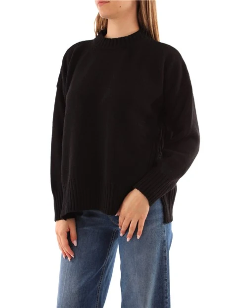 MAGLIA GIROCOLLO MONOCHROME IN CASHMERE DONNA NERO