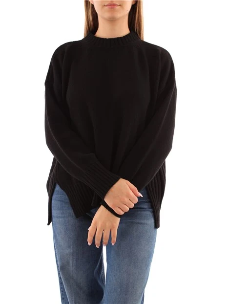 MAGLIA GIROCOLLO MONOCHROME IN CASHMERE DONNA NERO