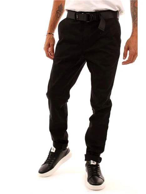 PANTALONI CHINO CON CINTURA UOMO NERO