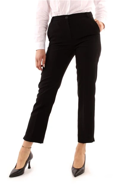 PANTALONI CHINO CON SPACCHI DONNA NERO