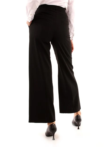 PANTALONI PALAZZO IN FLANELLA DONNA NERO