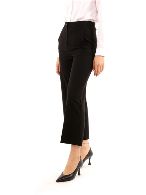 PANTALONI CROPPED IN FLANELLA DONNA NERO