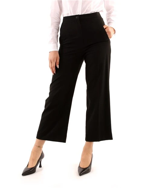 PANTALONI CROPPED IN FLANELLA DONNA NERO