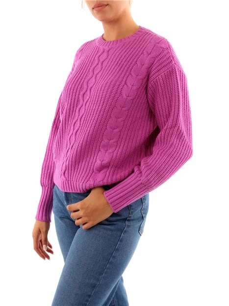 MAGLIA GIROCOLLO CROPPED DONNA FUCSIA