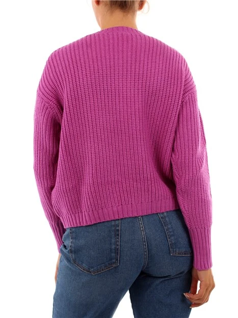 MAGLIA GIROCOLLO CROPPED DONNA FUCSIA