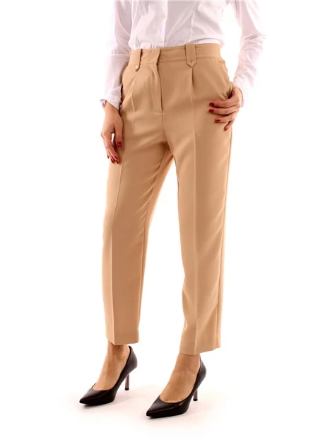 PANTALONI A SIGARETTA IN MISTO COTONE DONNA BEIGE