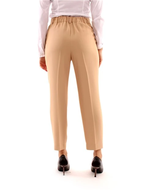 PANTALONI A SIGARETTA IN MISTO COTONE DONNA BEIGE