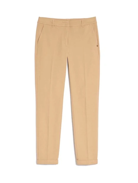 PANTALONI A SIGARETTA IN MISTO COTONE DONNA BEIGE