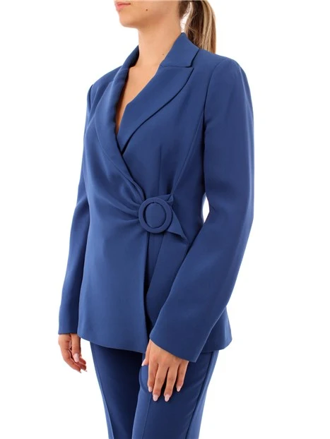 BLAZER CON DRAPPEGGIO DONNA BLU