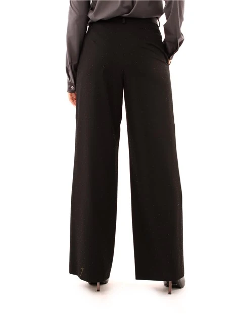 PANTALONI PALAZZO CON STRASS DONNA NERO