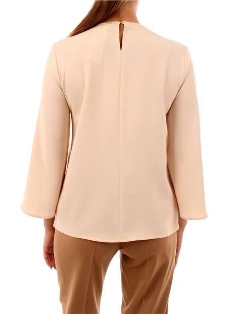 BLUSA GIROCOLLO CON MANICHE A 3/4 DONNA BEIGE