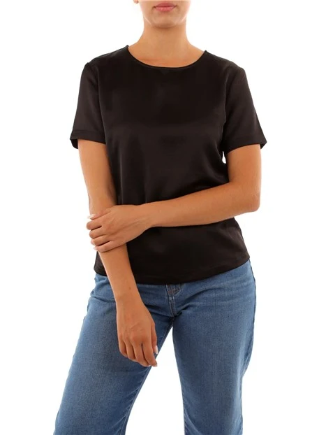 BLUSA GIROCOLLO IN RASO DONNA NERO