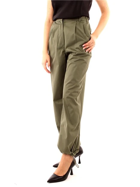 PANTALONI CARGO IN RASO COTONE STRETCH DONNA VERDE