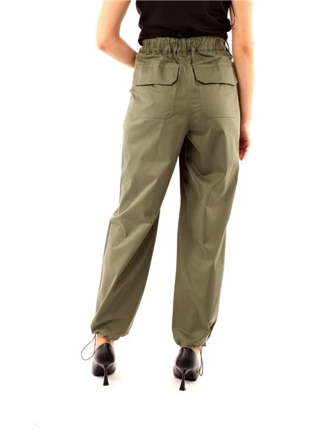 PANTALONI CARGO IN RASO COTONE STRETCH DONNA VERDE