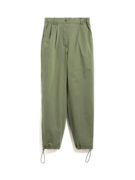 PANTALONI CARGO IN RASO COTONE STRETCH DONNA VERDE