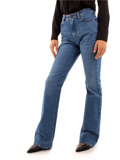 JEANS A ZAMPA IN DENIM DI COTONE DONNA BLU