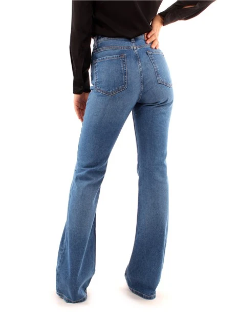 JEANS A ZAMPA IN DENIM DI COTONE DONNA BLU