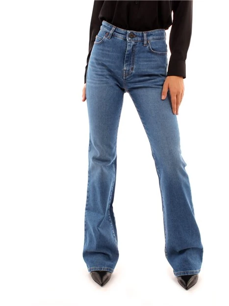 JEANS A ZAMPA IN DENIM DI COTONE DONNA BLU