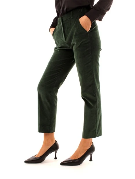 PANTALONI CHINO IN VELLUTO A COSTE DONNA VERDE