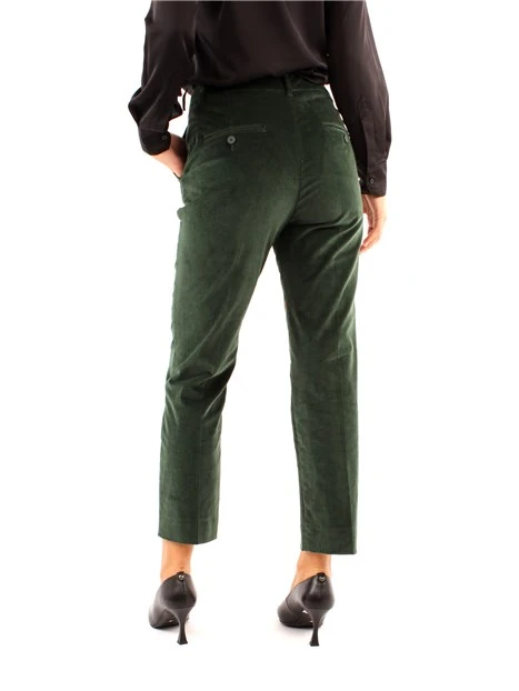 PANTALONI CHINO IN VELLUTO A COSTE DONNA VERDE